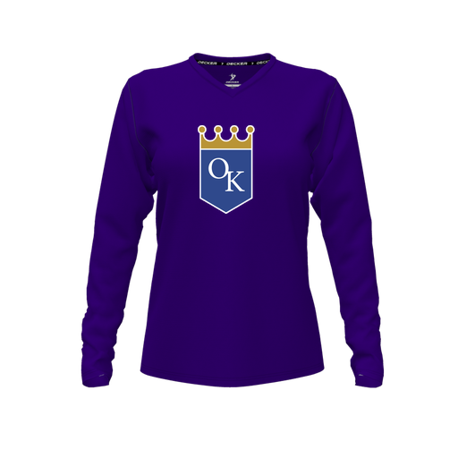 [FTLVPTPP-FYXS-LOGO3] Decker Performance T-Shirt (Female Youth XS, Purple, V Neck, Logo 3, Long Sleeve)