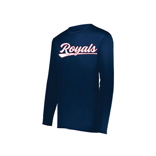 [222823.065.S-LOGO1] Youth LS Smooth Sport Shirt (Youth S, Navy, Logo 1)